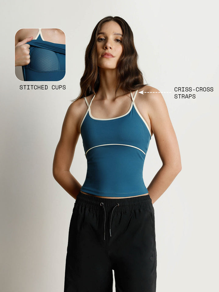 Blue Retro Halterneck Tank