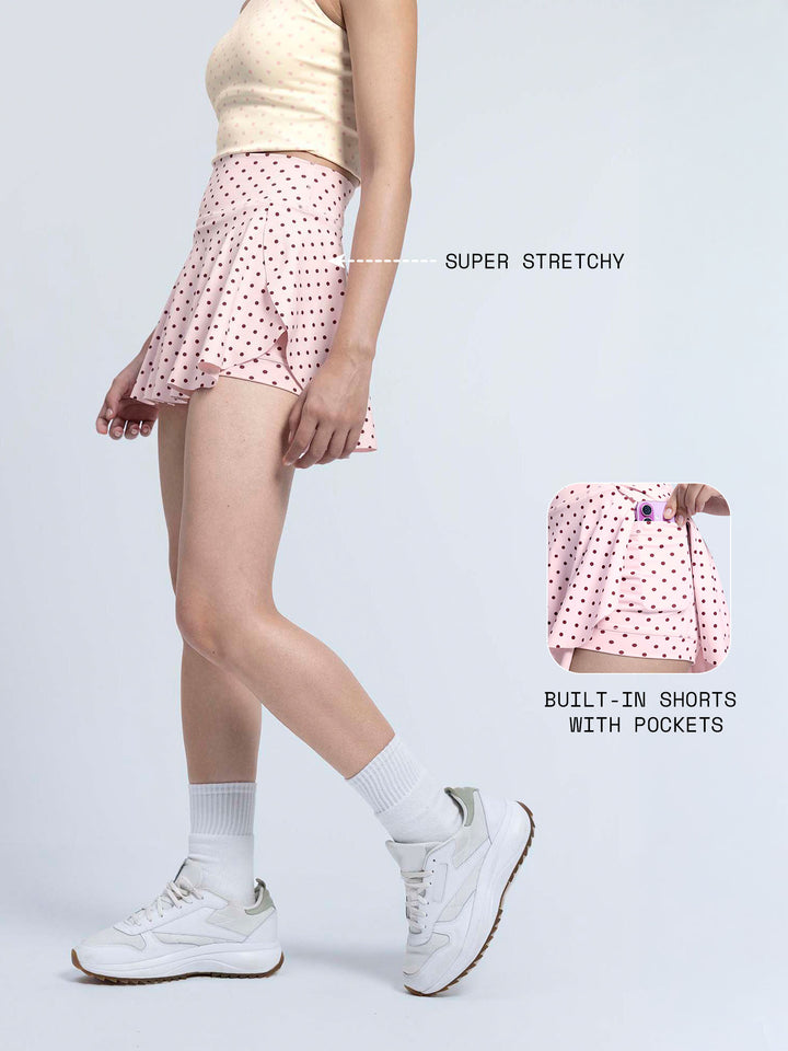 Blush Polka Swirl Tennis Skorts