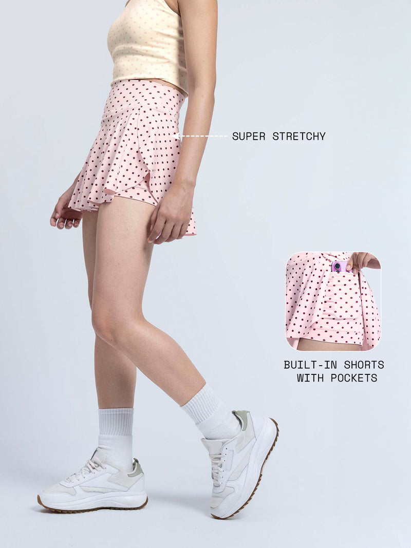 Blush Polka Swirl Tennis Skorts