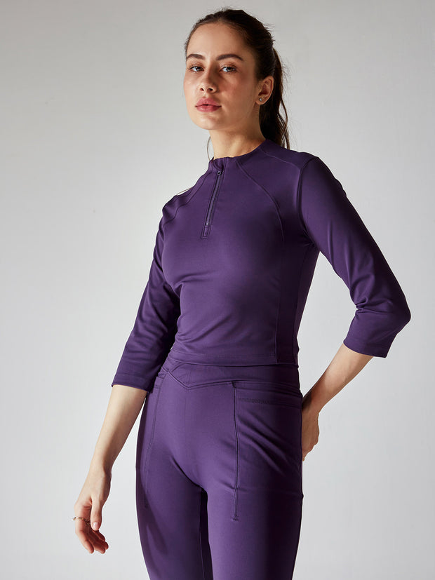 Iris Purple Silhouette Zip Top