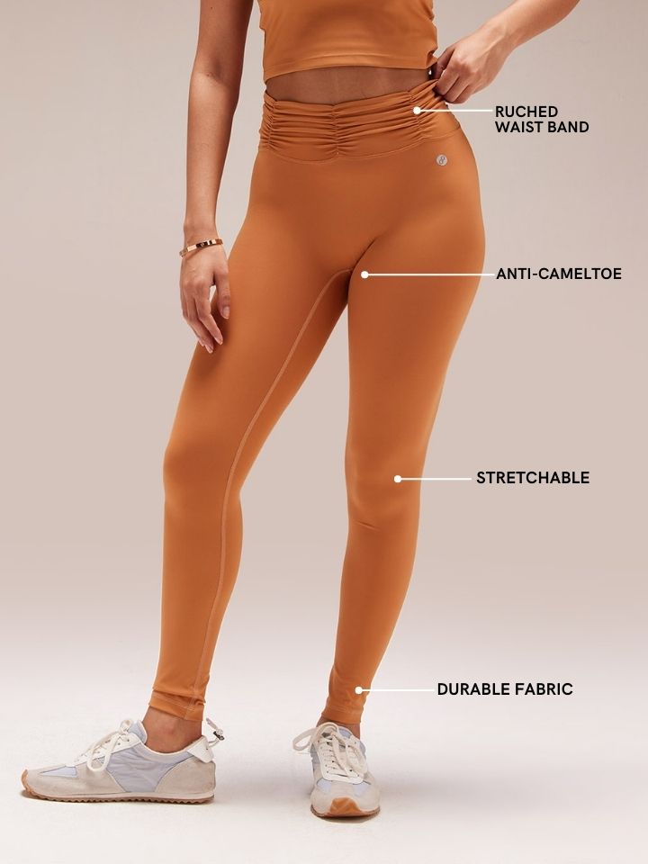 Pecan Ruched Waist Leggings