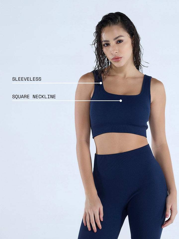 Navy Contoured Seamless Sports Bra