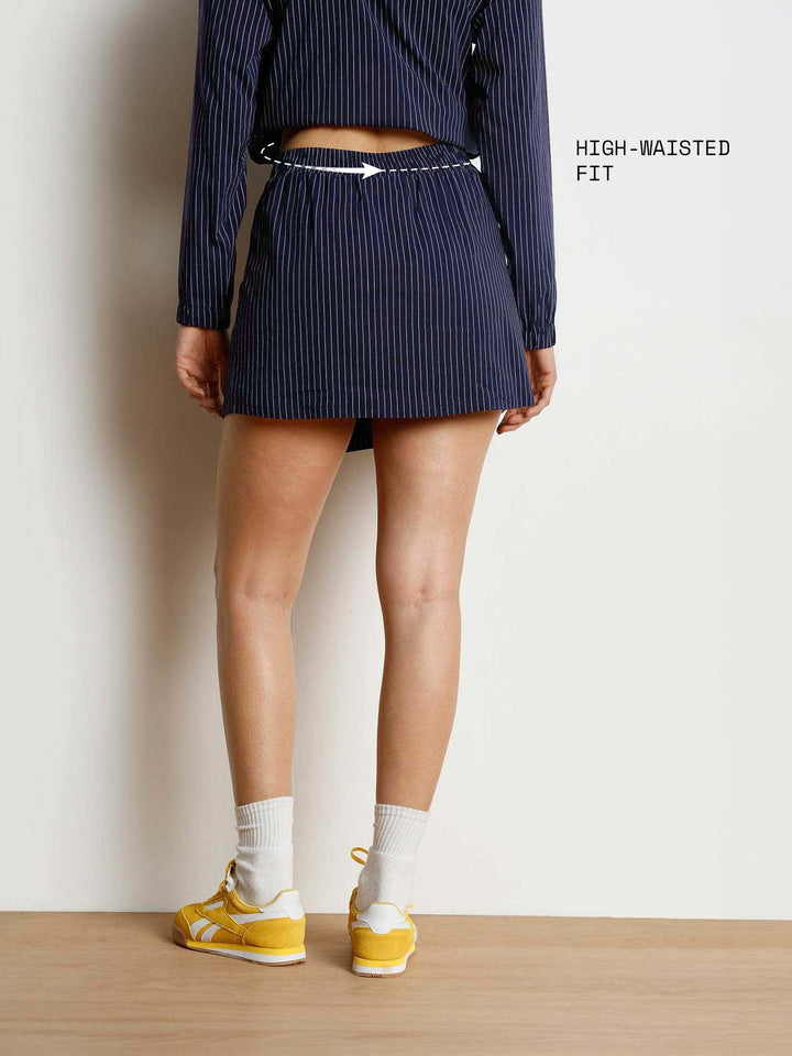 Navy Stripe Wrap Woven Skorts