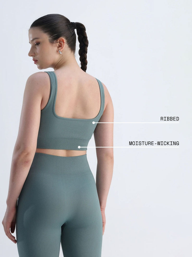 Slate Blue Contoured Seamless Sports Bra
