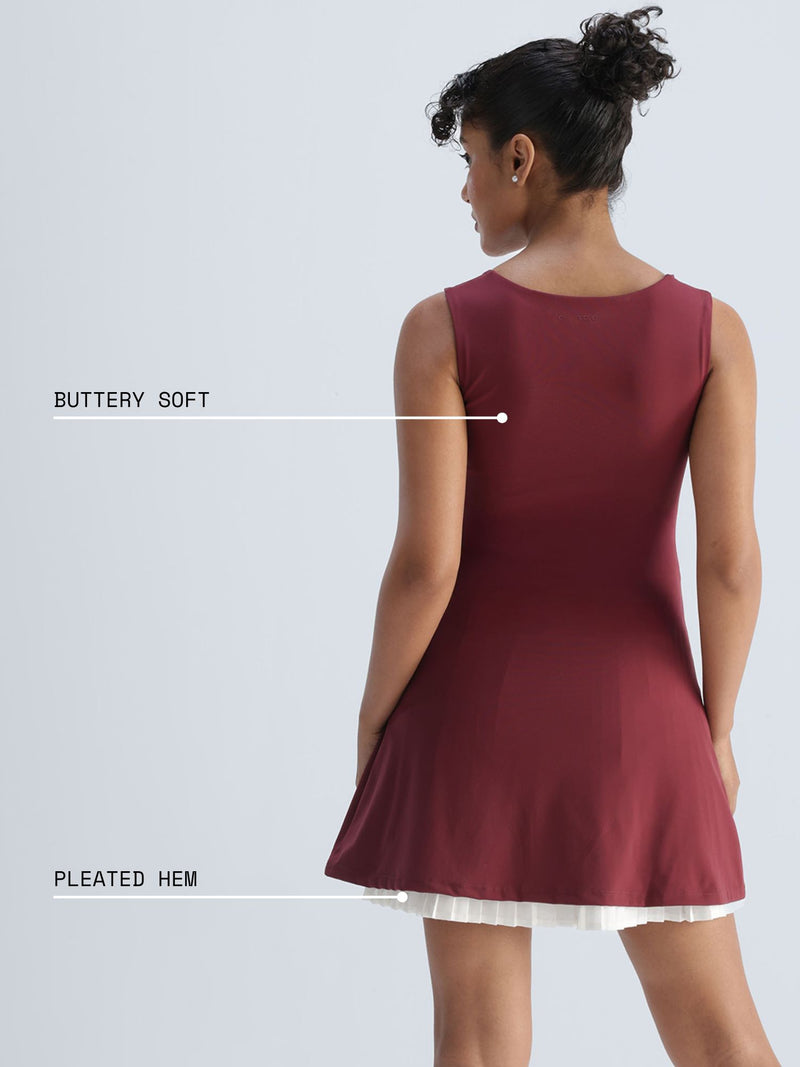 Cherry Pleated Mini Dress