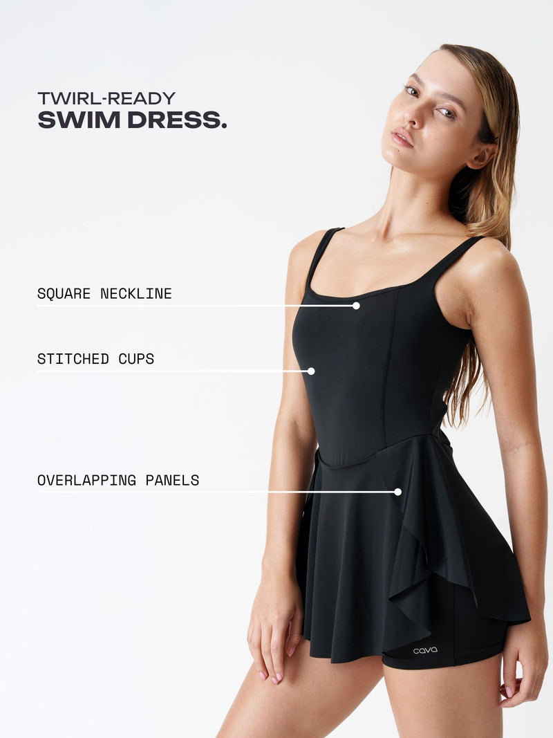 Black Swirl Swim Dress