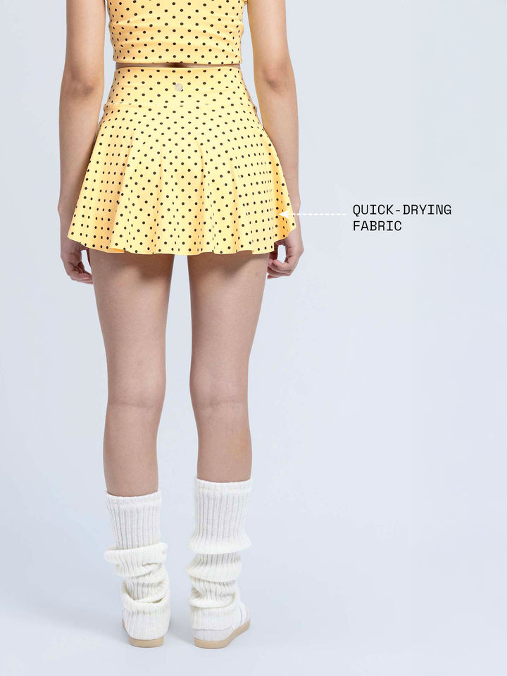 Butter Yellow Polka Swirl Tennis Skorts
