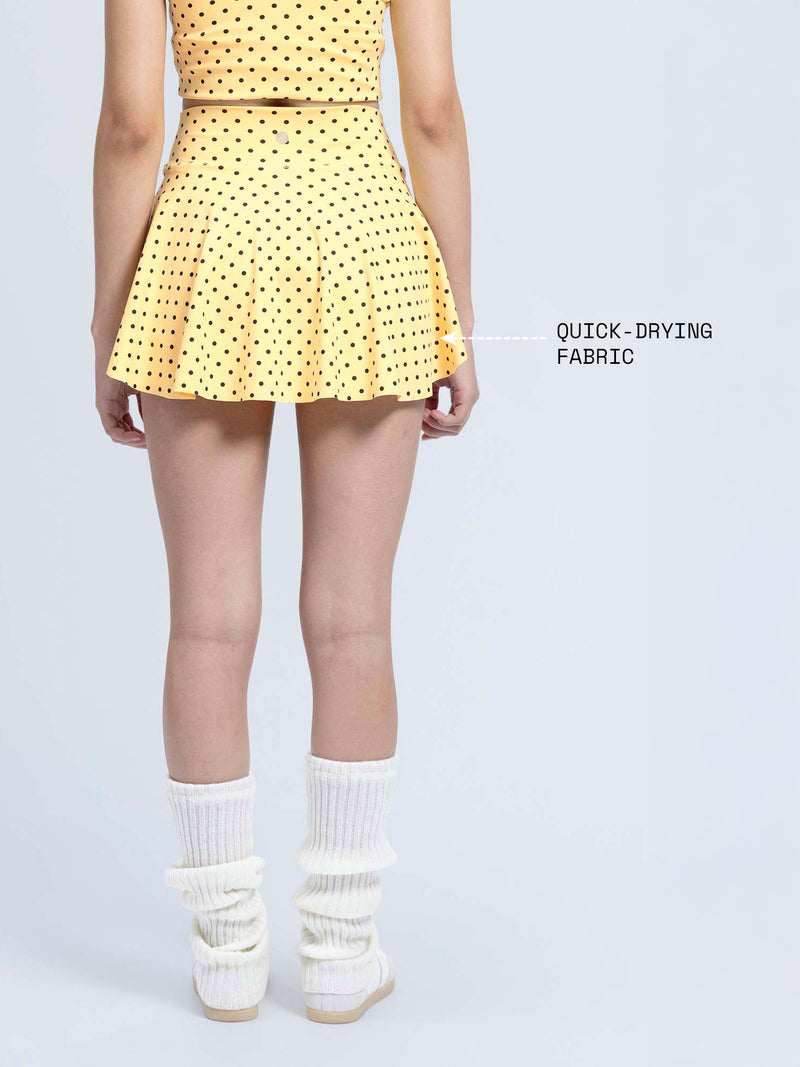 Butter Yellow Polka Swirl Tennis Skorts