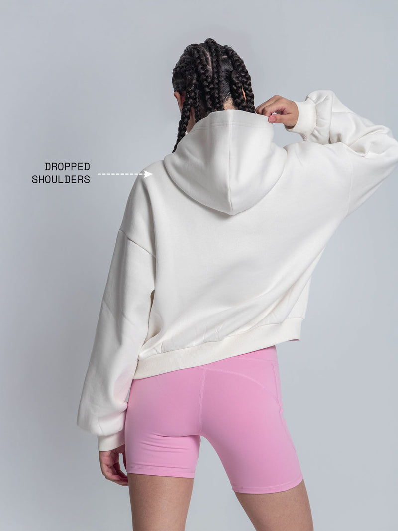 White Fleece Oversized Hoodie