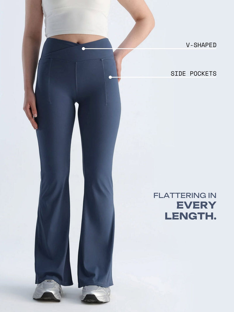 Steel Blue  Hourglass Flared Leggings