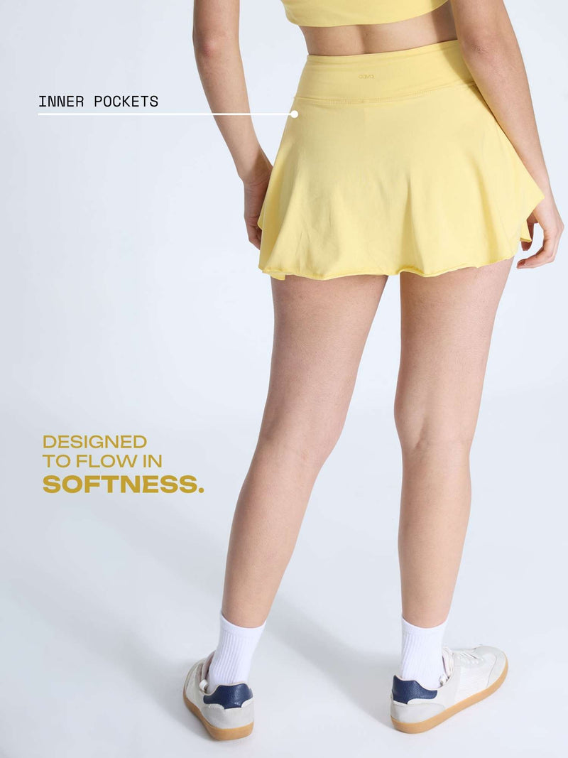 Yellow Cotton Twirl Skort