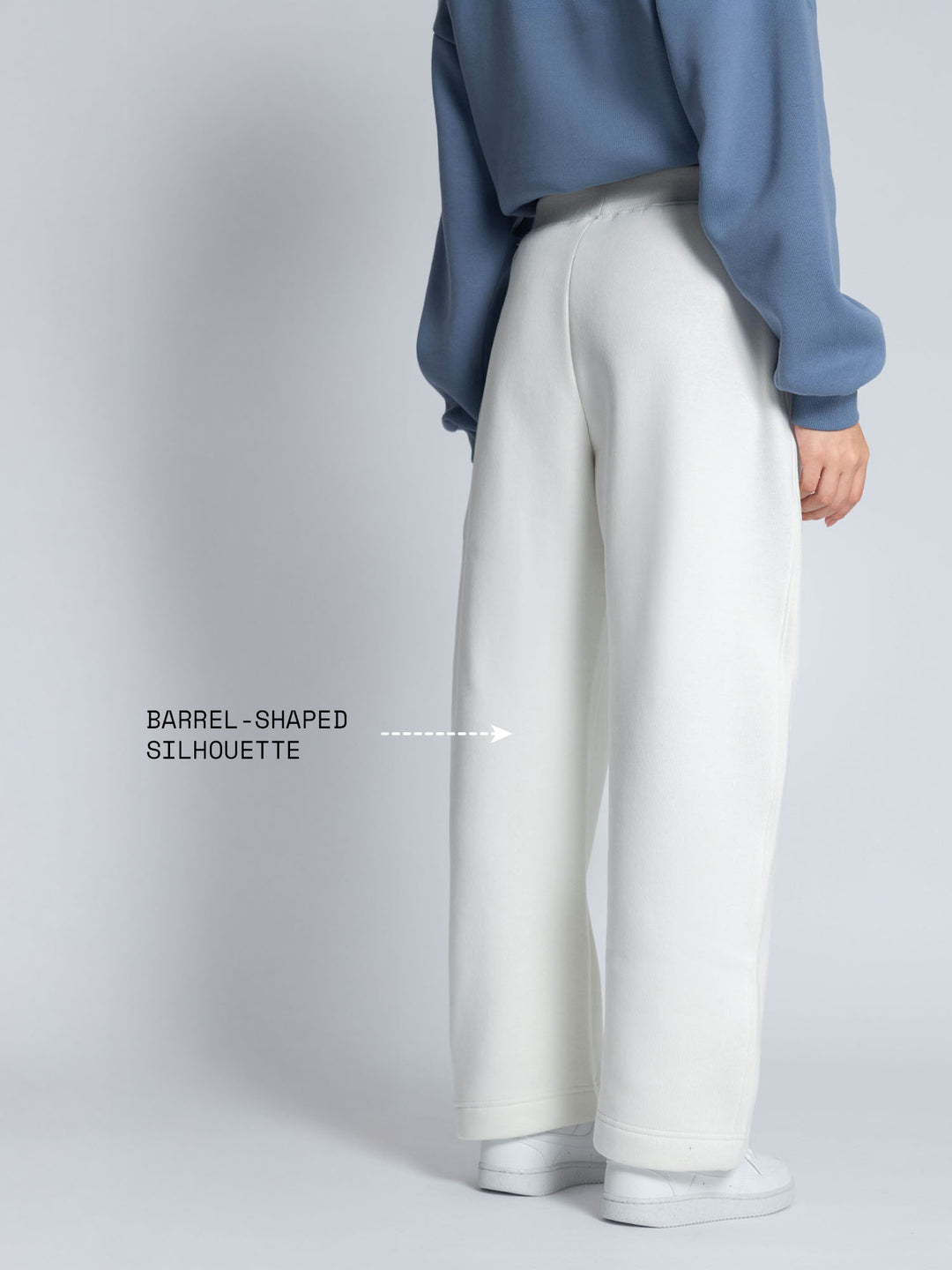 White Fleece Barrel Joggers