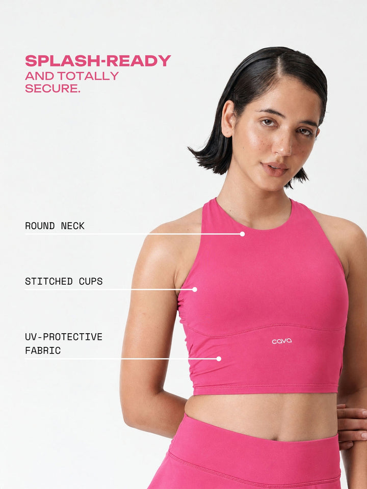 Hot Pink Tieback Swim Top
