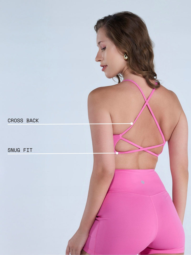 Pink Strap Back Sports Bra