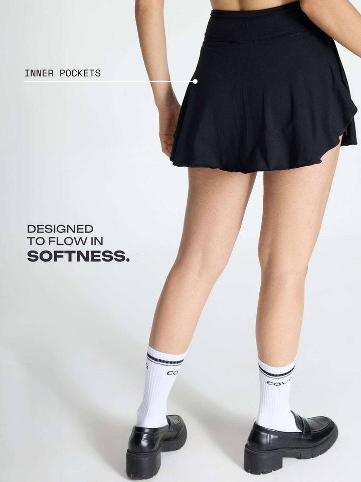 Black Cotton Twirl Skorts