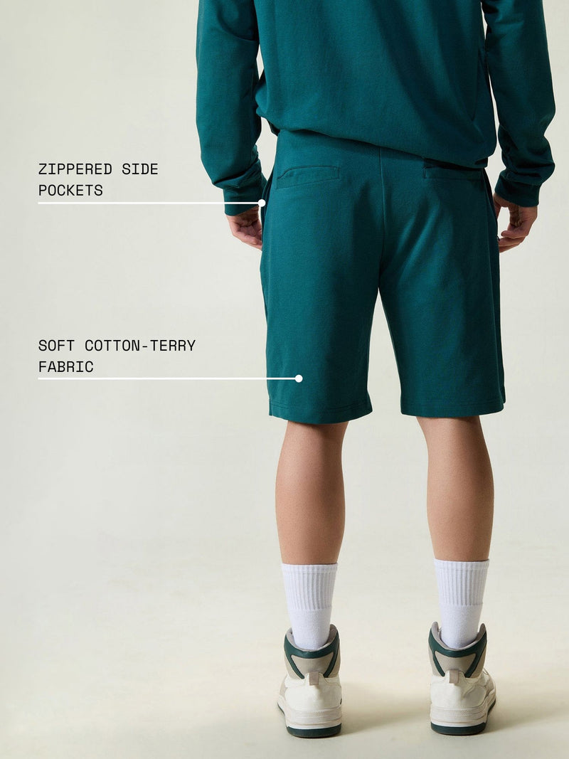 Green Cotton Leisure Shorts