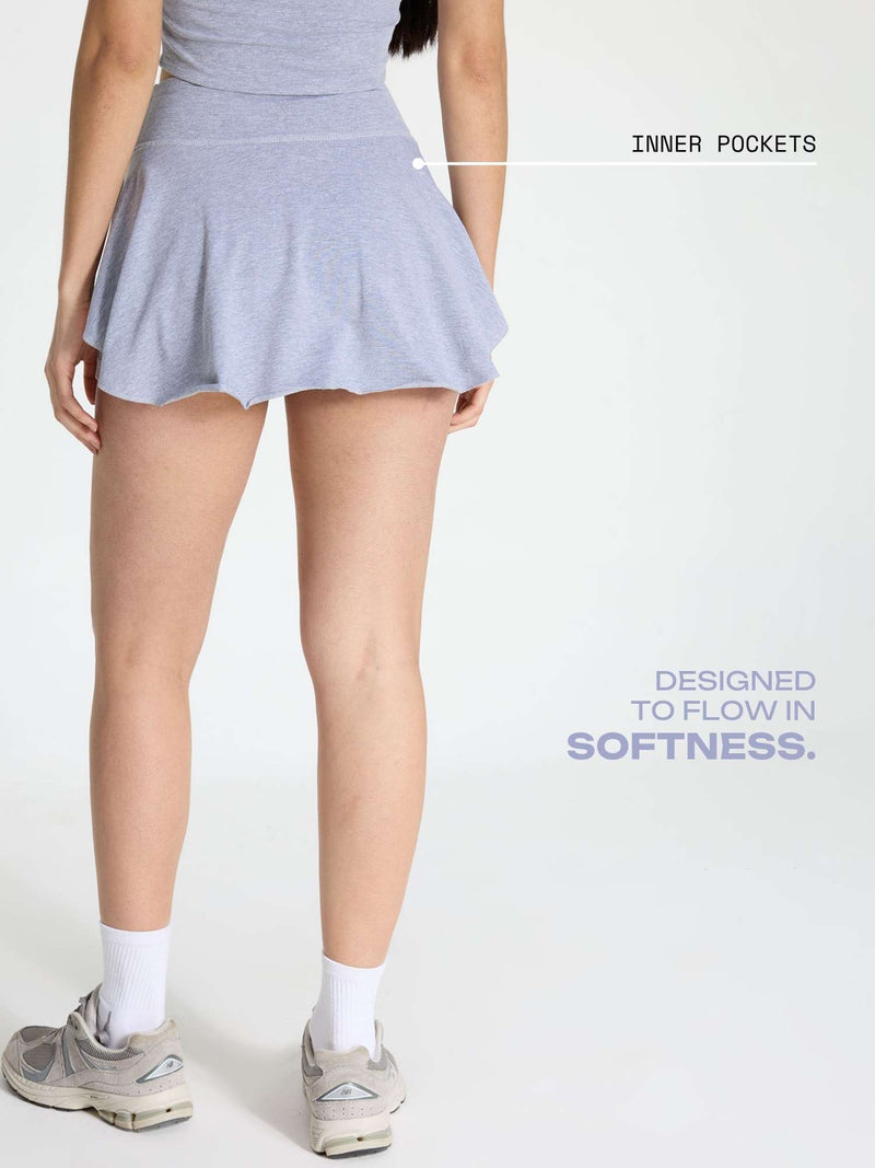 Grey Cotton Twirl Skort