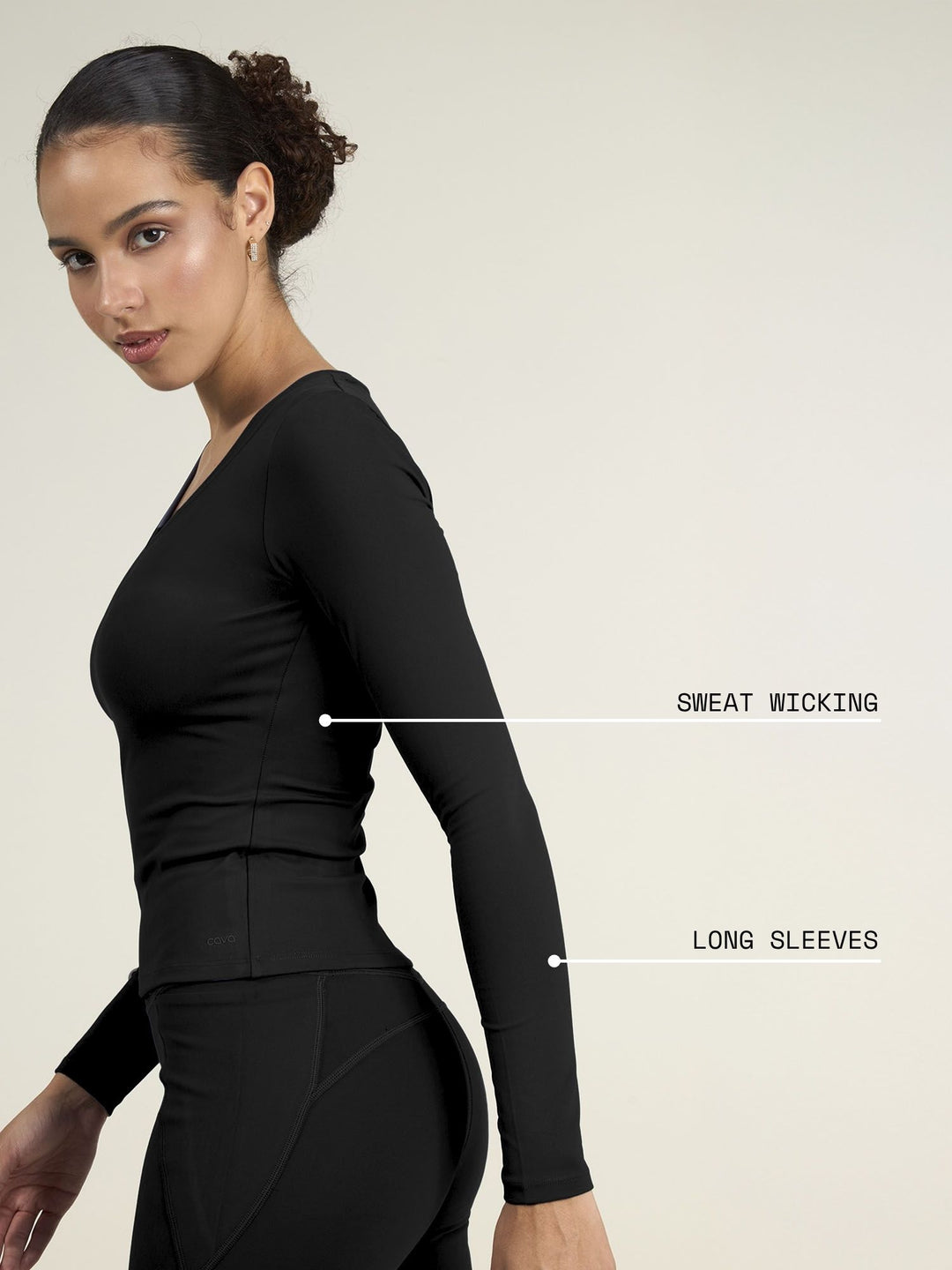 Black Sculpt V-Neck Top