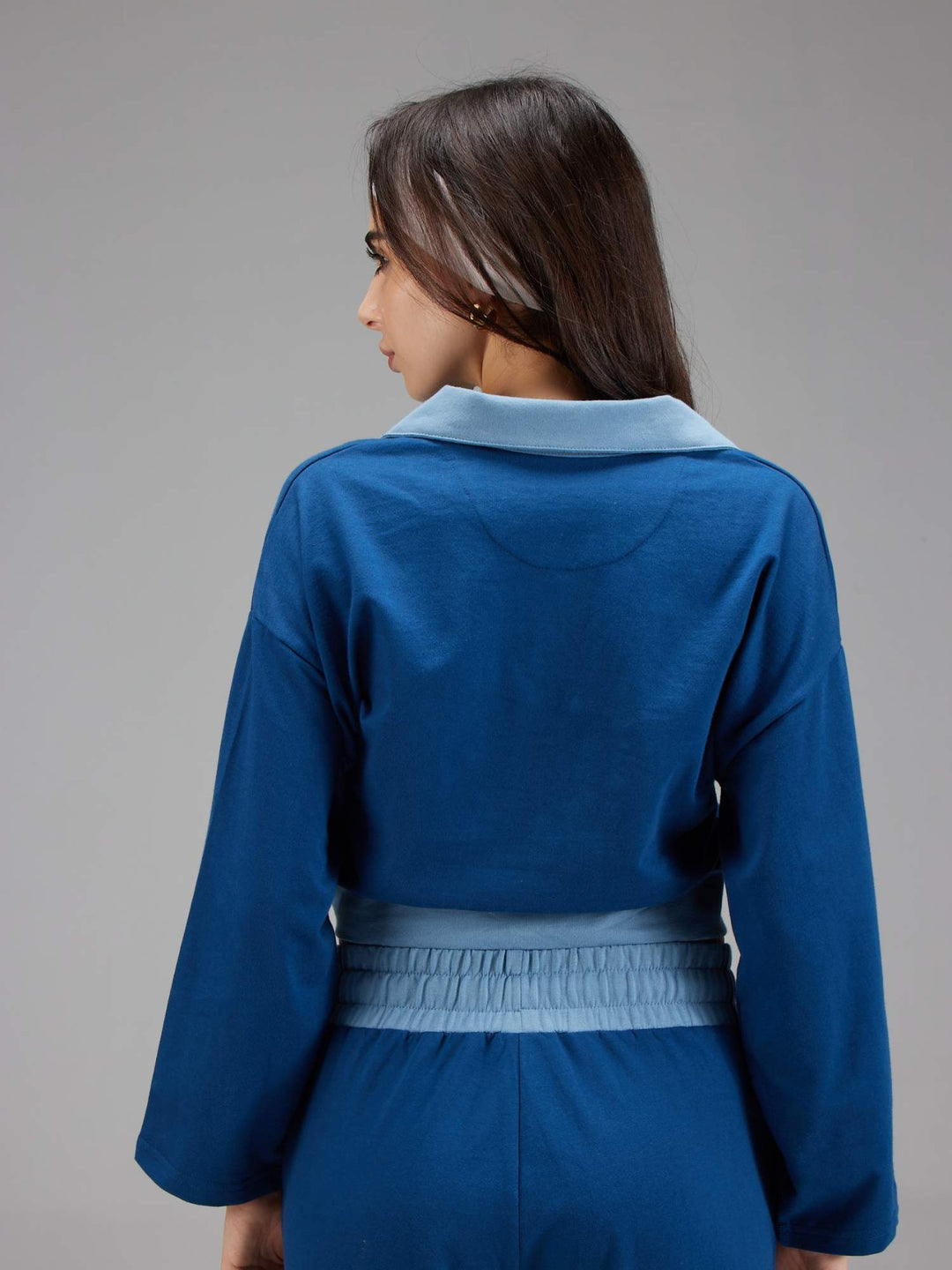 Blue Boxy Polo Sweatshirt