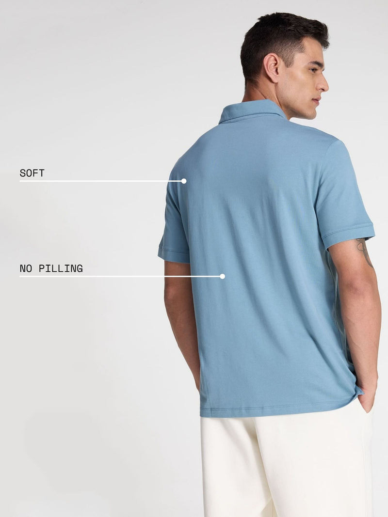Blue Supima Polo T-Shirt - Regular Fit