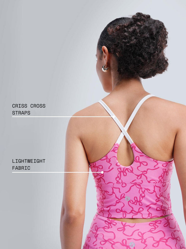 Fuchsia Bow Cross Back Sports Bra