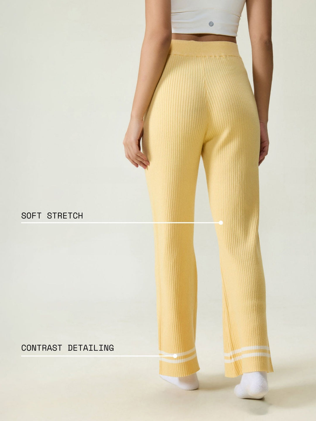 Yellow Rib-knit Trousers