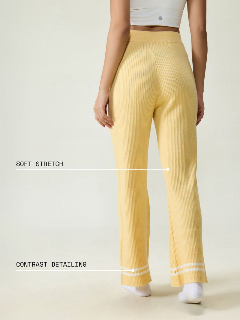 Yellow Rib-knit Trousers