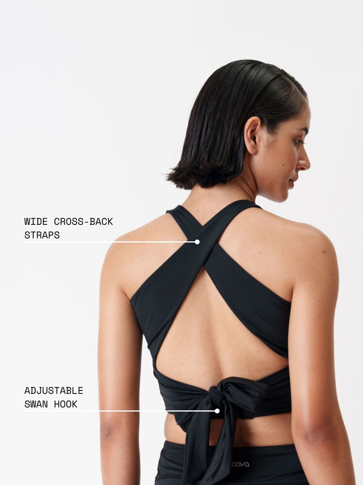 Black Tieback Swim Top