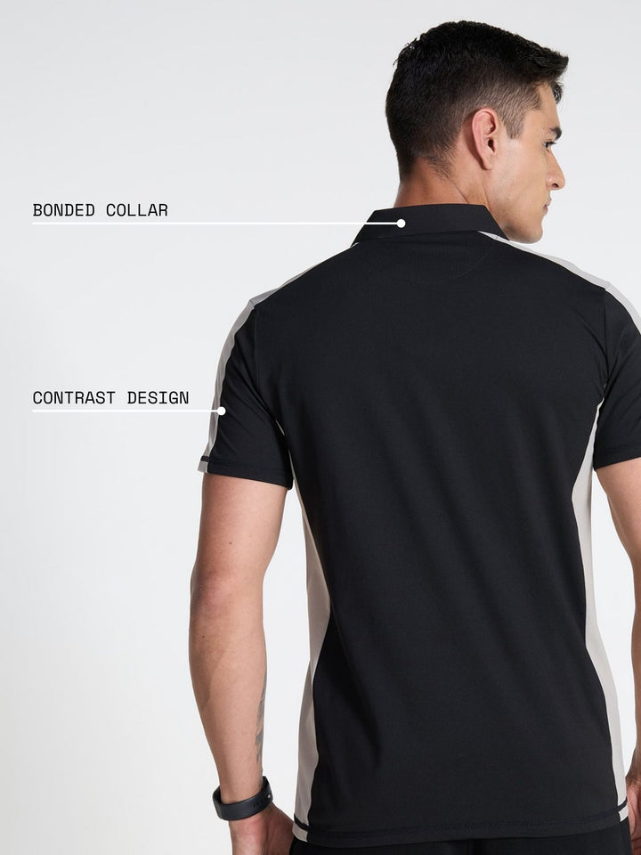 Black Contrast Bonded Polo