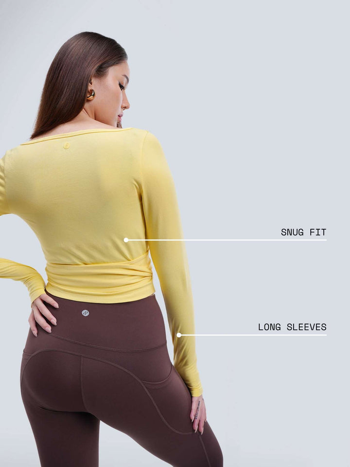 Yellow Cotton Wrap Top