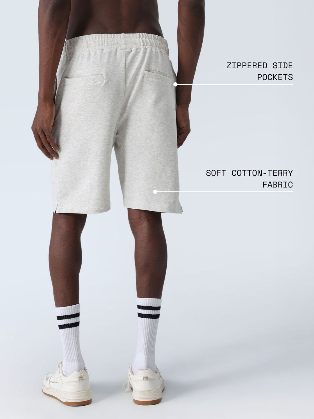 Grey Melange Cotton Leisure Shorts