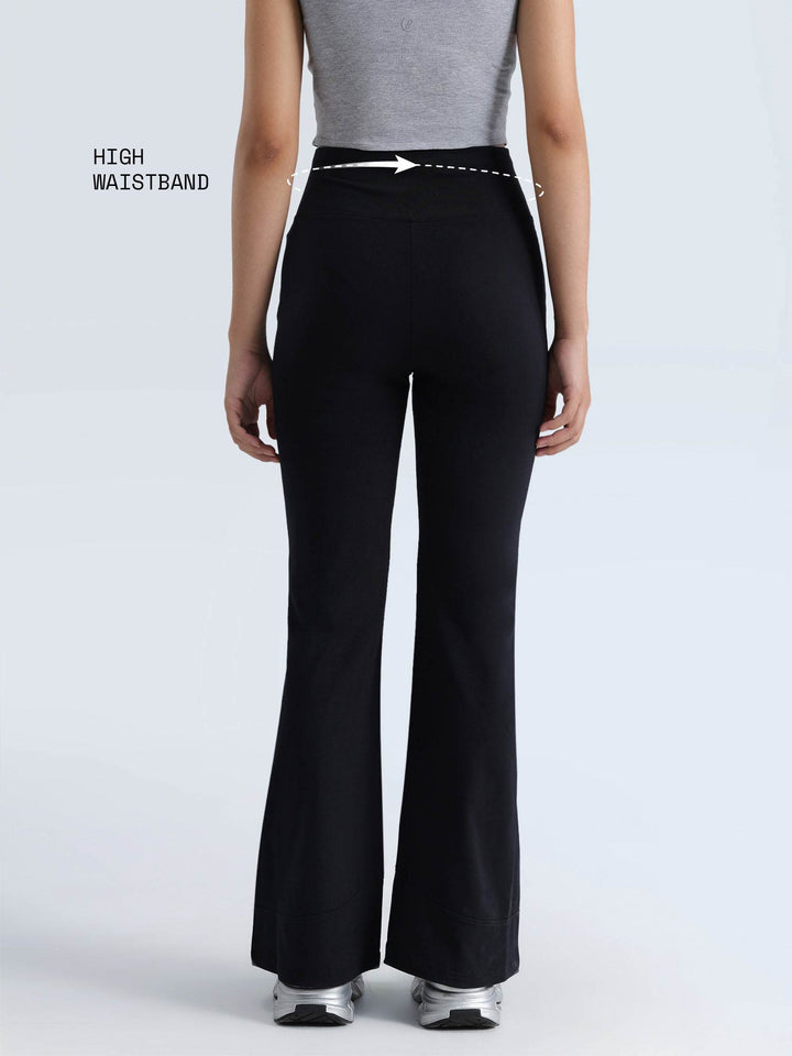 Black Cotton Flared Leggings