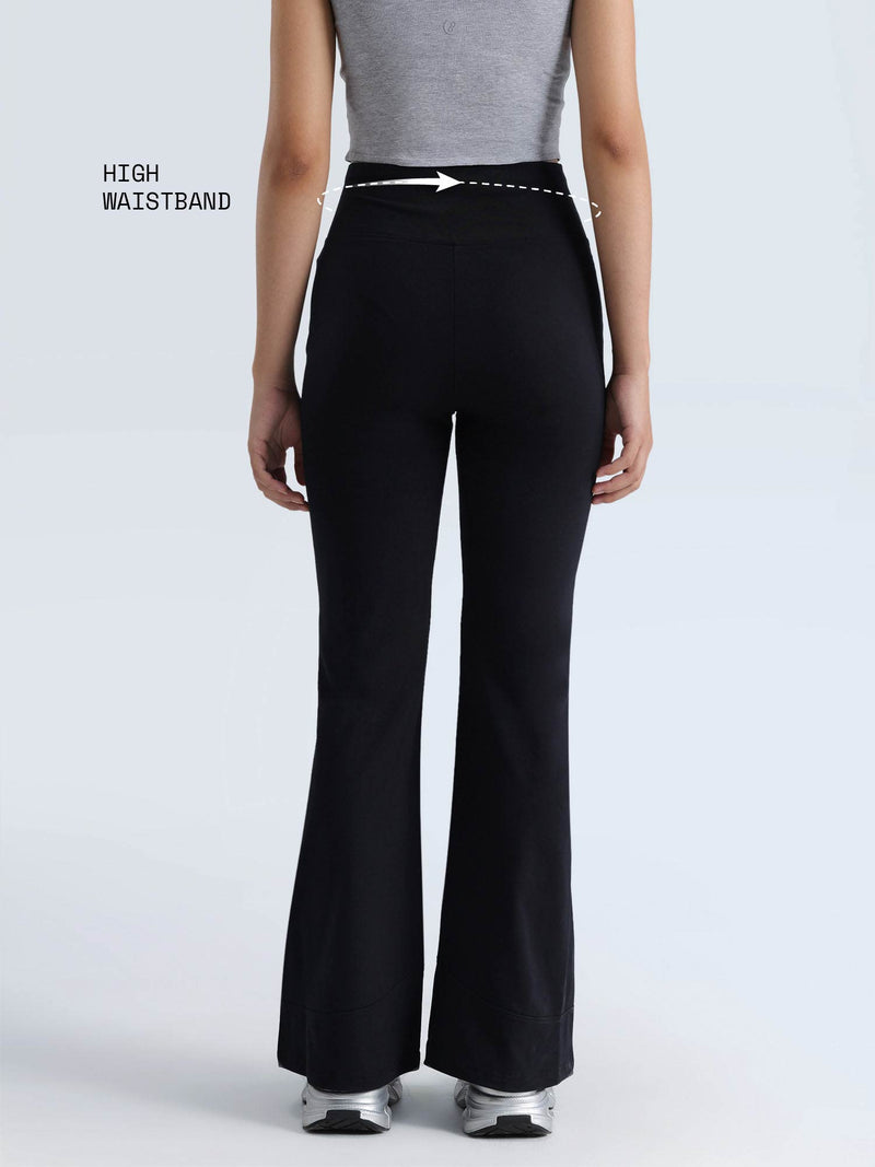 Black Cotton Flared Leggings