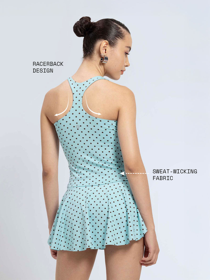 Blue  Polka Racerback Tank