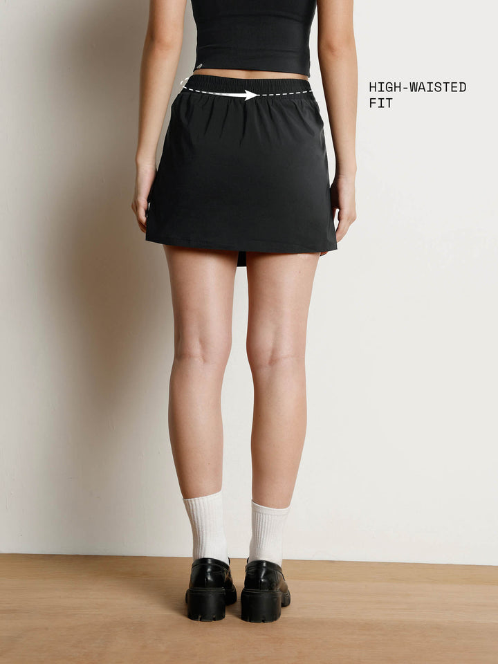 Black Wrap Woven Skorts