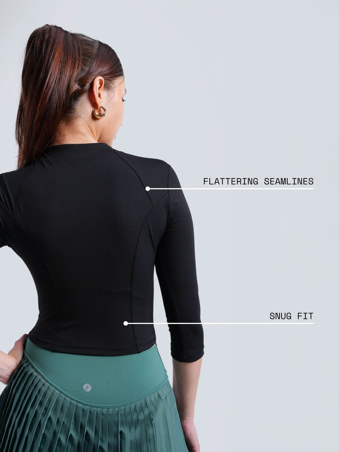 Obsidian Black Silhouette Zip Top