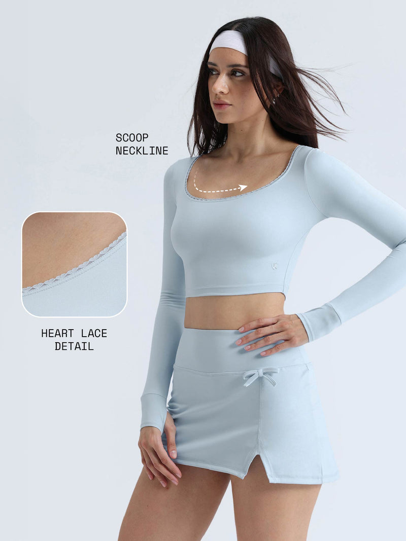 Blue Lace Scoop Neck Top