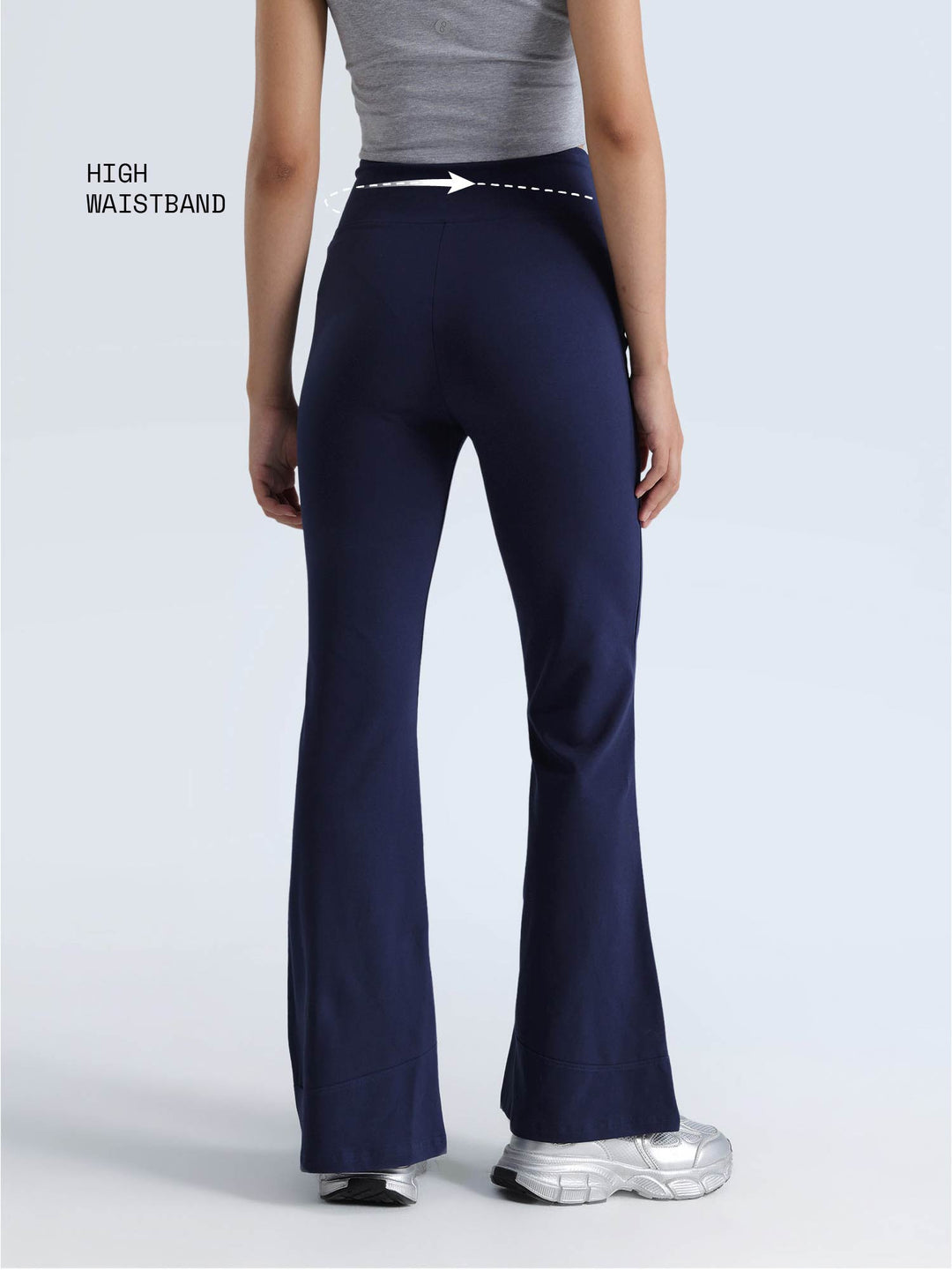 Navy Cotton Flared Leggings