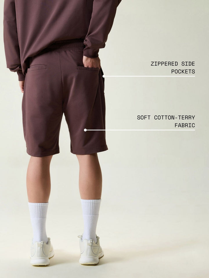 Brown Cotton Leisure Shorts