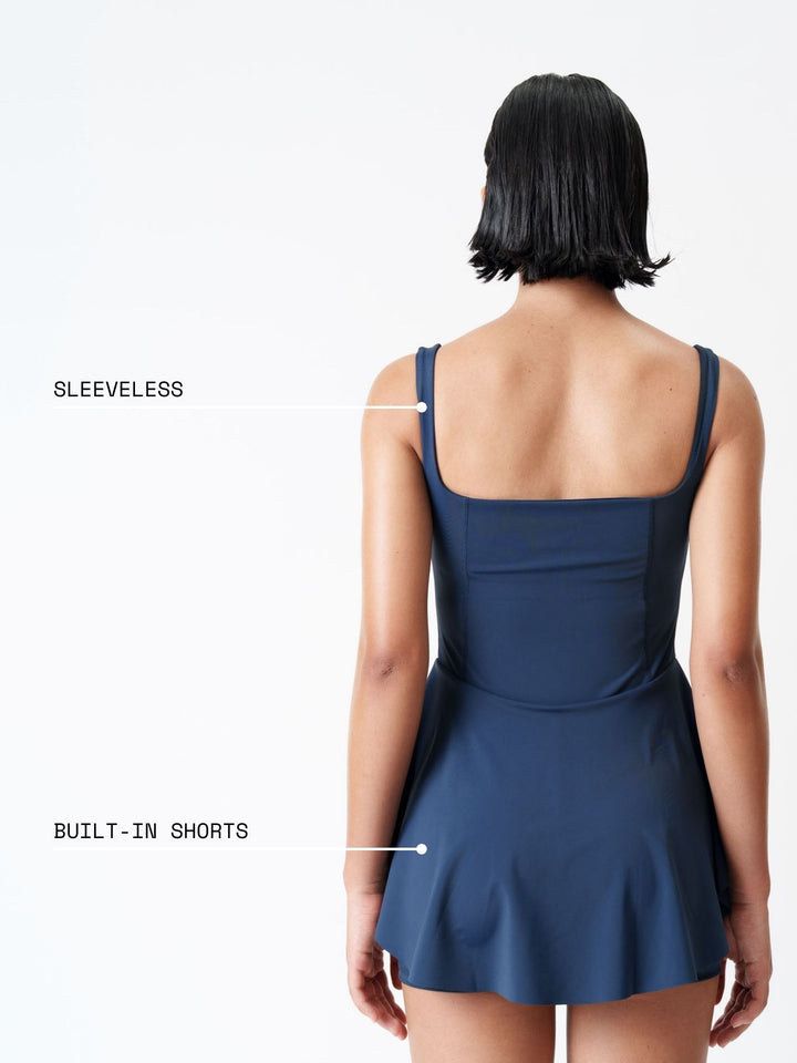 Navy Swirl Swim Dress