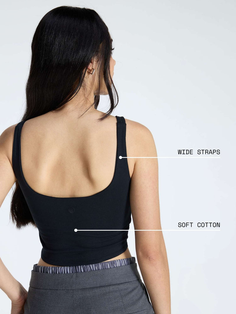 Black Cotton Scoop Tank