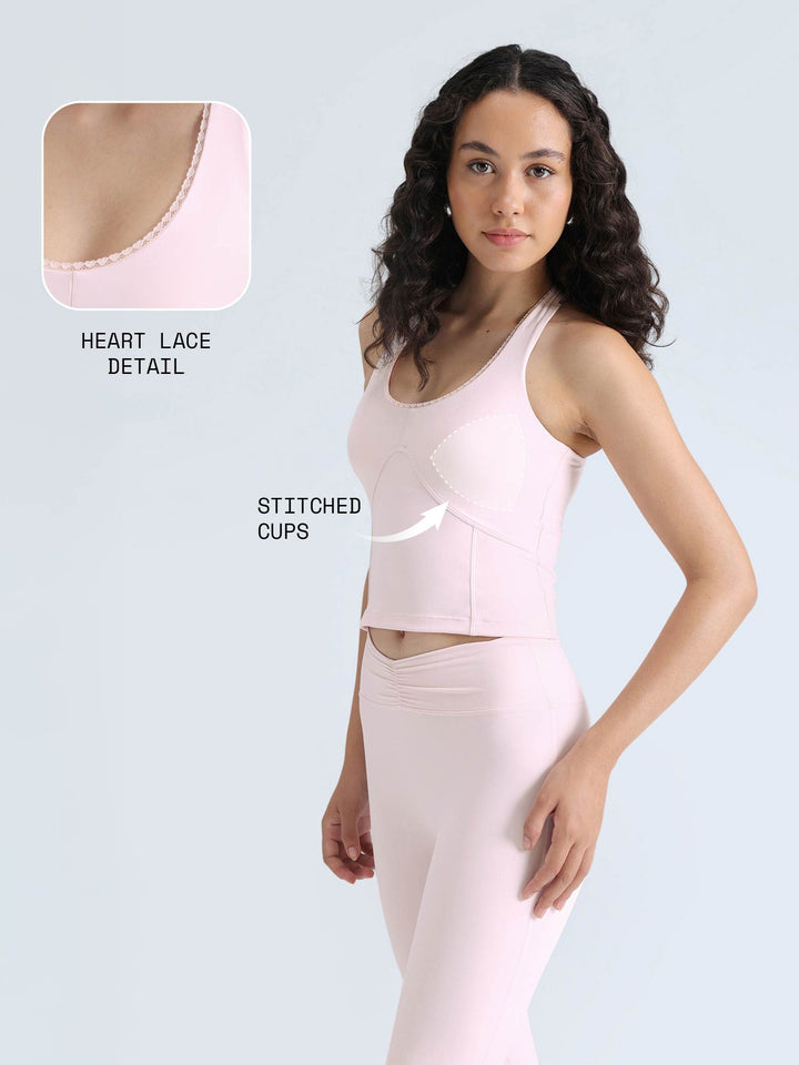 Blush Lace Trim Halter Tank