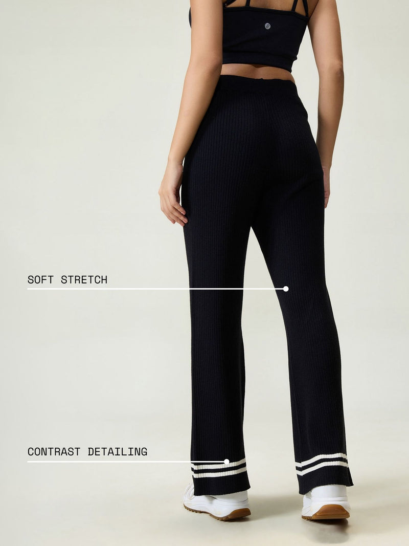 Black Rib-knit Trousers