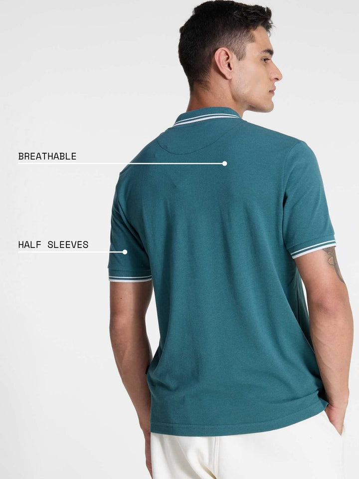 Teal Urban Zipper Polo