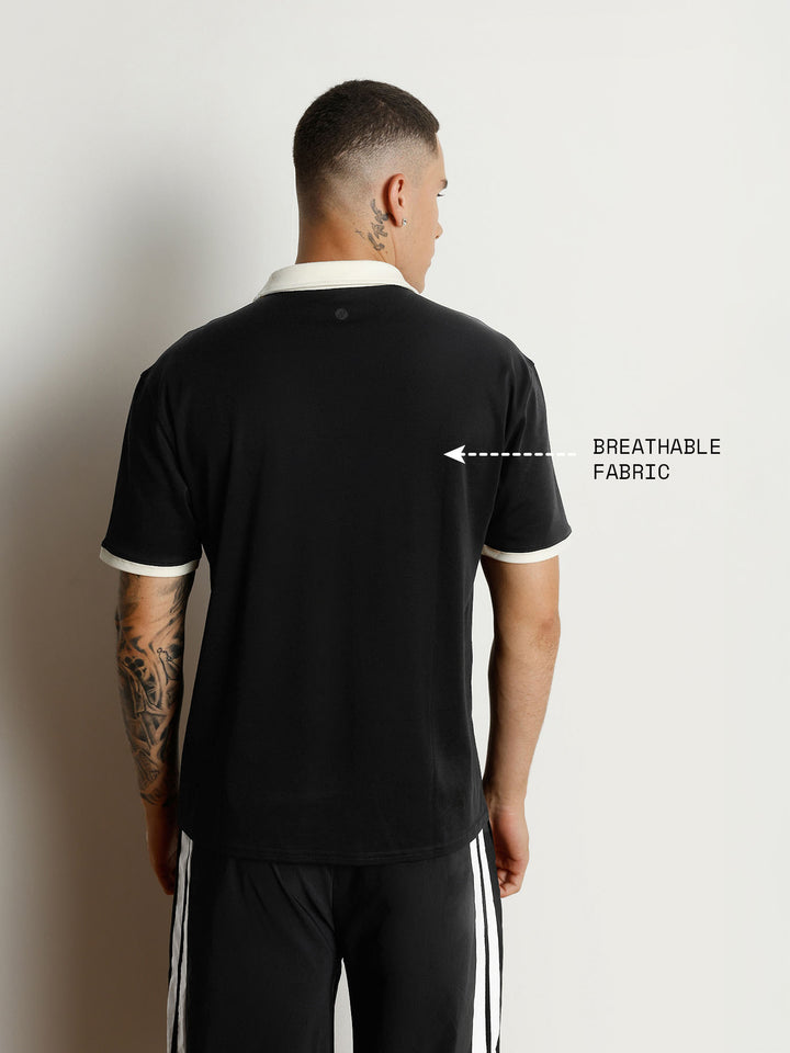 Black Contrast Collar Polo