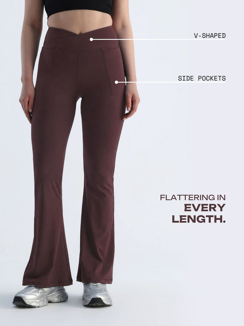 Brown Hourglass Flared Leggings