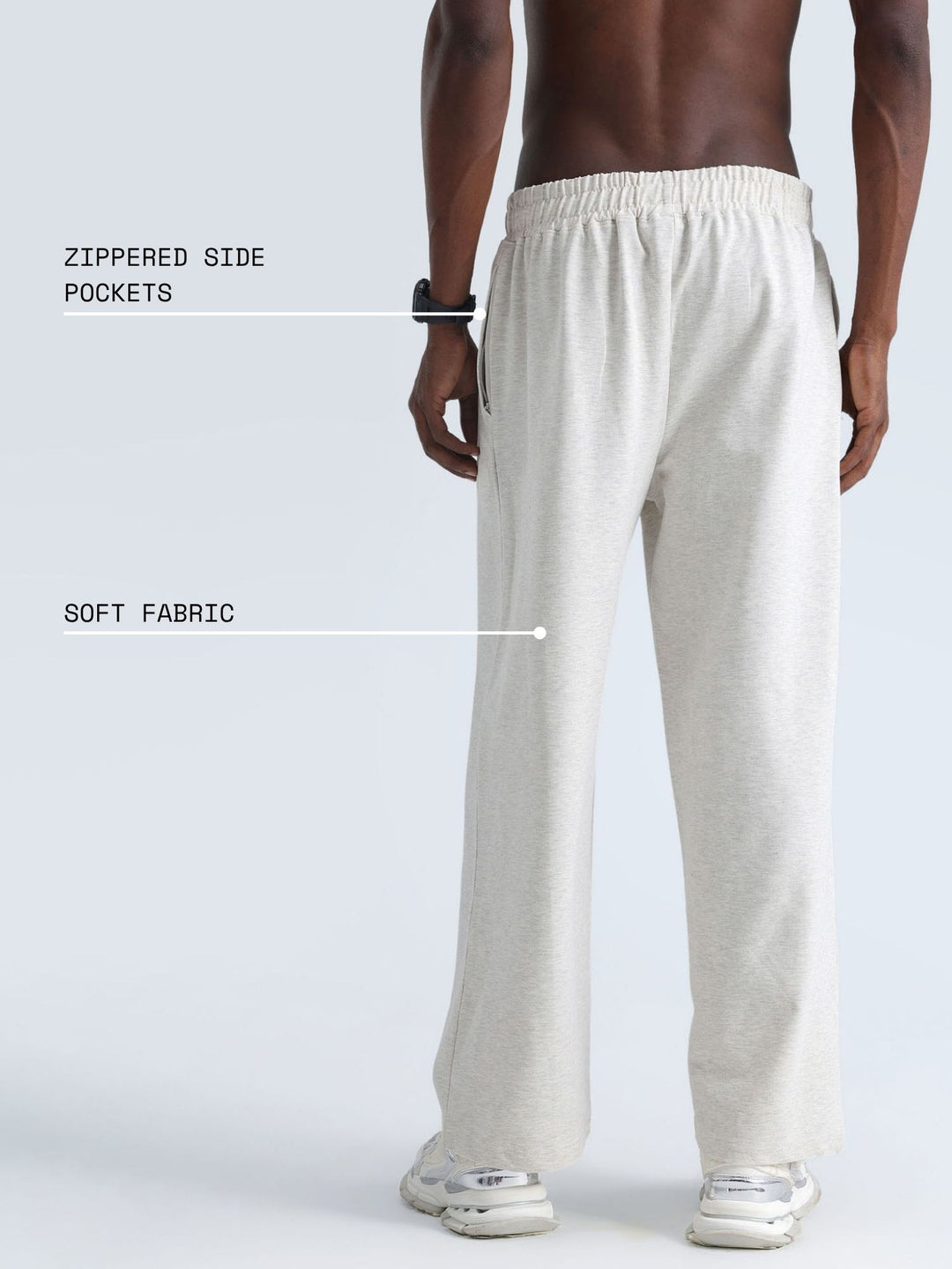 Grey Melange Wide Leg Joggers