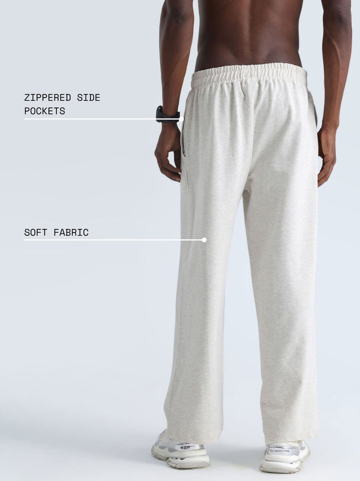 Grey Melange Wide Leg Joggers