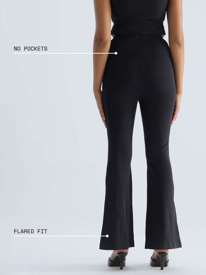 Black Pintuck Flared Pants