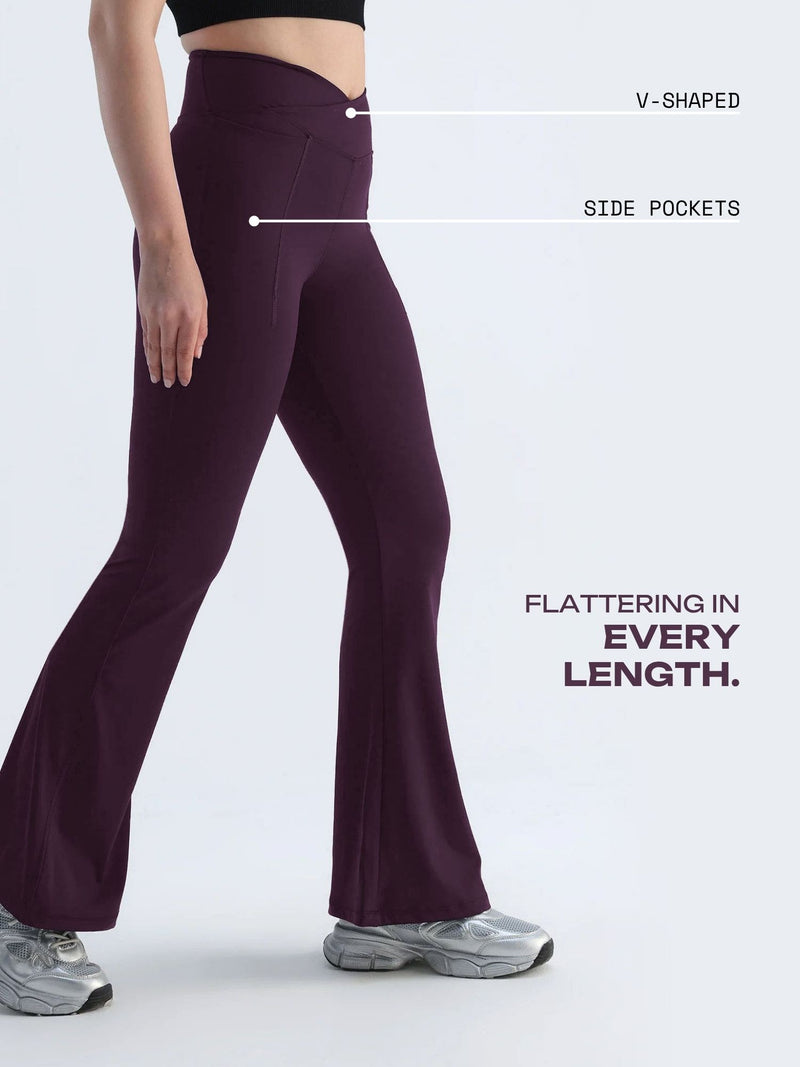 Wine Hourglass Flared Leggings